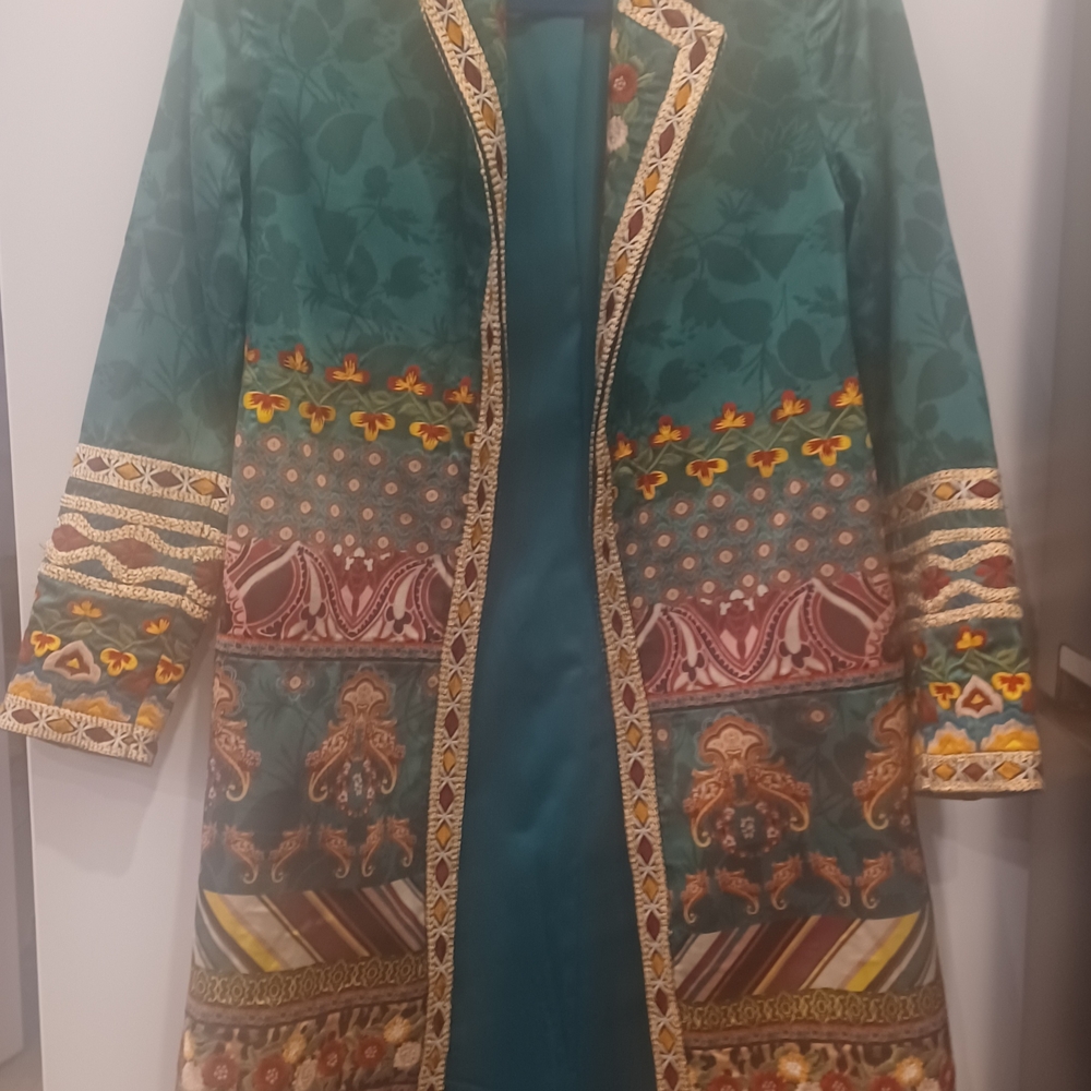 Alice + Olivia Teal Satin Jacket